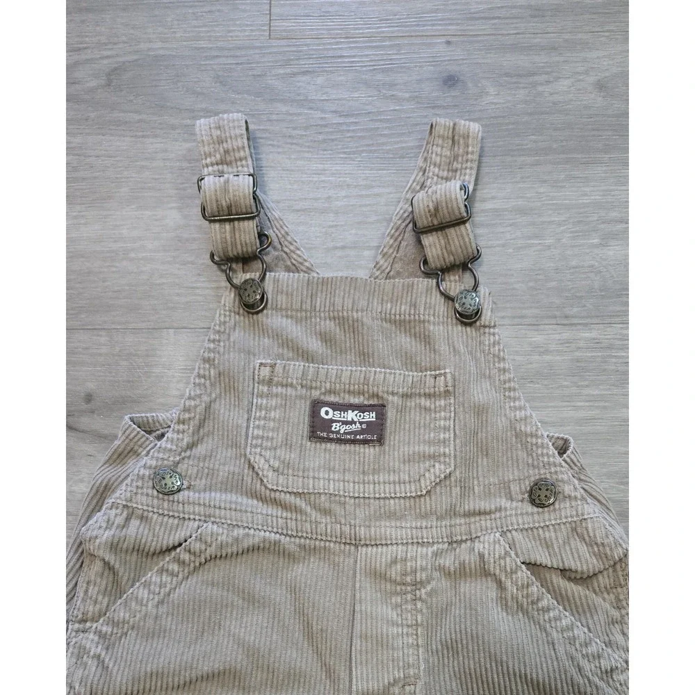 OshKosh B'gosh Vintage Brown Corduroy Vestbak Overalls Size 18M Cargo Bib